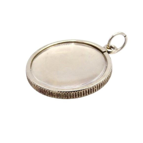 Classic Vintage Sterling Silver Round Photo Locket Charm Pendant 1960s - Picture 7 of 8